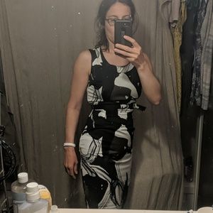 Jacob black white and brown sheath dress